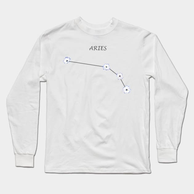 Aries Zodiac horoscope Constellation Sticker flower Long Sleeve T-Shirt by colorandcolor